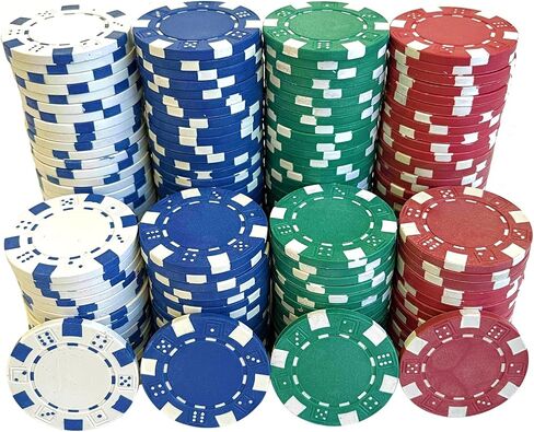 SEETOOOGAMES 11.5g Clay Composite Dice Striped Casino Poker Chips- 4 Colors in Kuwait