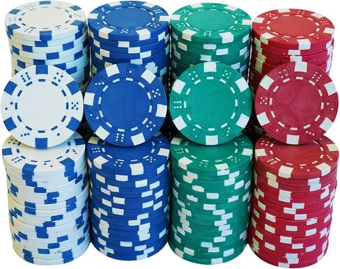 SEETOOOGAMES 11.5g Clay Composite Dice Striped Casino Poker Chips- 4 Colors in Kuwait