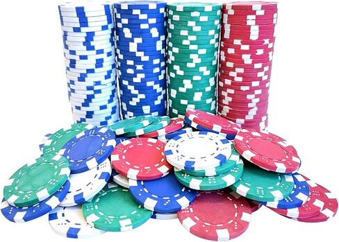 SEETOOOGAMES 11.5g Clay Composite Dice Striped Casino Poker Chips- 4 Colors in Kuwait