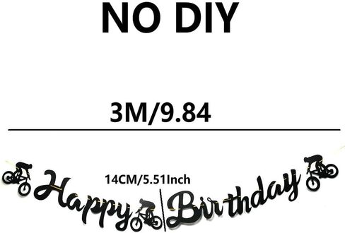 لافتة عيد ميلاد سعيد للدراجة باللون الأسود من بايتي، إكليل رياضي للدراجة للصبي، ديكورات حفلات استقبال المولود الجديد، سحر عازبة مثبت مسبقًا (أسود) in Kuwait