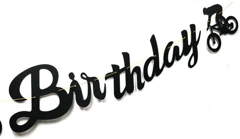 لافتة عيد ميلاد سعيد للدراجة باللون الأسود من بايتي، إكليل رياضي للدراجة للصبي، ديكورات حفلات استقبال المولود الجديد، سحر عازبة مثبت مسبقًا (أسود) in Kuwait