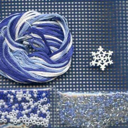 Sapphire Snow Beaded Counted Cross Stitch Ornament Kit Mill Hill 2011 MH161302 in Saudi Arabia