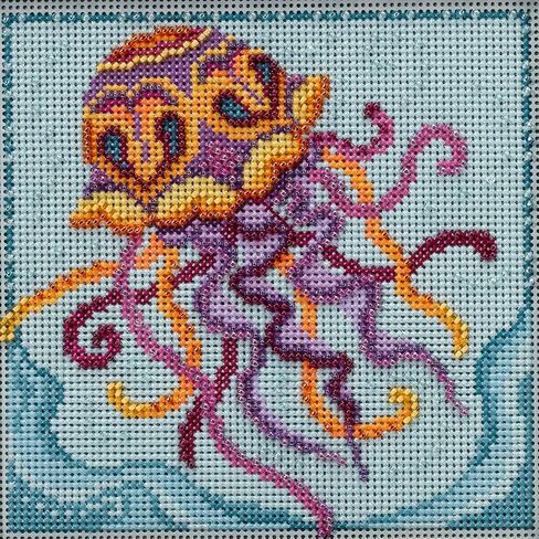 Jelly Fish Beaded Counted Cross Stitch Kit Mill Hill 2022 Marine Life Quartet Collection MH172211 in Saudi Arabia