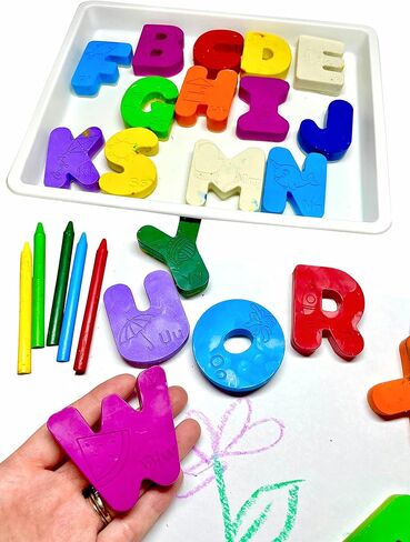 CraCycle 3D Alphabet Mold, Oven Safe, Premium Grade Silicone, Embossed Educational ABC Phonics, Crayons, Candy, Soaps (1 Purple) in Kuwait