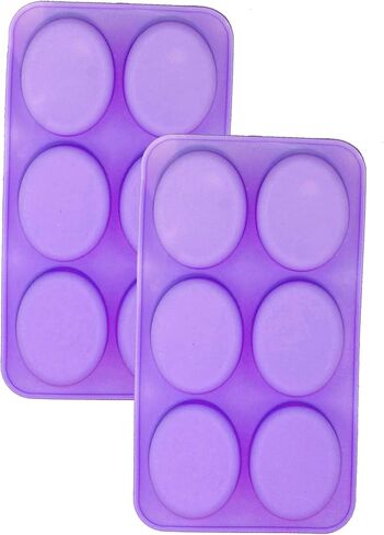 Silicone Mold for Handmade Soap jelly Pudding Cake Baking Tools Biscuit Cookie Chocolate Molds (Purple Oval (2 Pack)) in Kuwait
