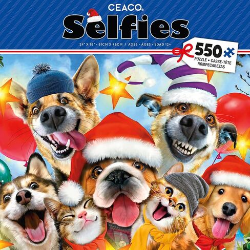 Ceaco - Selfies Christmas - Cats and Dogs - 550 Piece Jigsaw Puzzle in Saudi Arabia
