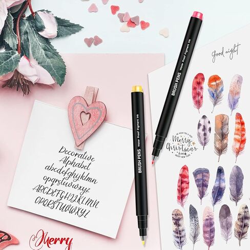 أقلام تحديد الخط من بيوتشو، أقلام رسم فُرش ملونة يمكن إعادة تعبئتها من 10 أقلام تحديد للكتابة اليدوية والمبتدئة، والكتابة اليدوية، والرسم، والتسليم، والرسوم التوضيحية in Kuwait