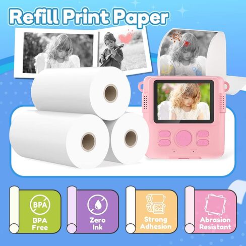 Anchioo ألعاب الكاميرا المطبوعة الفورية للأطفال الصغار الذين تتراوح أعمارهم بين 3-8 سنوات، هدايا عيد ميلاد للأولاد والبنات مع تسجيل فيديو عالي الدقة 1080 بكسل، لعبة سفر إلكترونية بكاميرا سيلفي رقمية للأطفال مع ورق صور 6 أقلام ألوان - أزرق in Kuwait