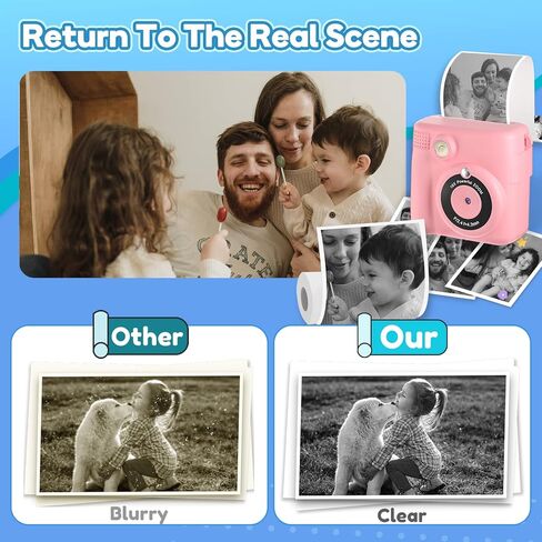 Anchioo ألعاب الكاميرا المطبوعة الفورية للأطفال الصغار الذين تتراوح أعمارهم بين 3-8 سنوات، هدايا عيد ميلاد للأولاد والبنات مع تسجيل فيديو عالي الدقة 1080 بكسل، لعبة سفر إلكترونية بكاميرا سيلفي رقمية للأطفال مع ورق صور 6 أقلام ألوان - أزرق in Kuwait