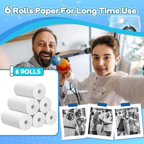 Anchioo ألعاب الكاميرا المطبوعة الفورية للأطفال الصغار الذين تتراوح أعمارهم بين 3-8 سنوات، هدايا عيد ميلاد للأولاد والبنات مع تسجيل فيديو عالي الدقة 1080 بكسل، لعبة سفر إلكترونية بكاميرا سيلفي رقمية للأطفال مع ورق صور 6 أقلام ألوان - أزرق in Kuwait