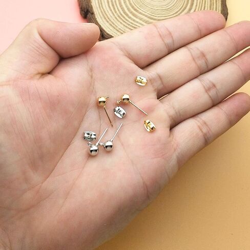 200 قطعة من أقراط الكرات مع 200 قطعة من أقراط الفراشة، عمود كروي مع حلقة دائرية أقراط كروية لصنع المجوهرات (KC ذهبي وأبيض K) in Kuwait