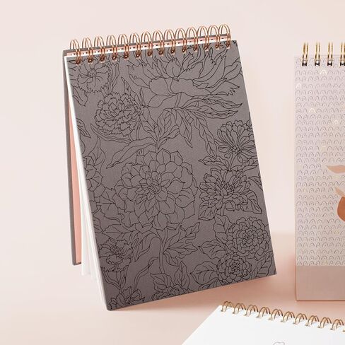 كراسة رسم حلزونية من Fringe Studio، غلاف فني للكتب، السبعينات الأزهار رمادي داكن، 7.25 بوصة × 9.875 بوصة، 60 ورقة مثقوبة (174017) in Saudi Arabia