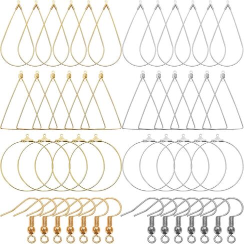 48 قطعة من الأقراط الخرزة هوب و 200 قطعة من السنانير القرط، القرط المعلقات القرط، موصل القرط العثور على المجوهرات صناعة يدوية الحرف فن الإبداع هدية للنساء والفتيات in Kuwait