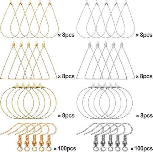 48 قطعة من الأقراط الخرزة هوب و 200 قطعة من السنانير القرط، القرط المعلقات القرط، موصل القرط العثور على المجوهرات صناعة يدوية الحرف فن الإبداع هدية للنساء والفتيات in Kuwait