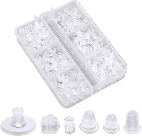 600 Pieces Silicone Stud Earrings, Backing Hypoallergenic Earrings in 6 Styles Stud Earrings Safety for Closure Bolts Drop Earrings Hook Earrings in Saudi Arabia