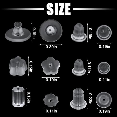 600 Pieces Silicone Stud Earrings, Backing Hypoallergenic Earrings in 6 Styles Stud Earrings Safety for Closure Bolts Drop Earrings Hook Earrings in Saudi Arabia