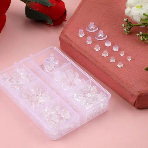 600 Pieces Silicone Stud Earrings, Backing Hypoallergenic Earrings in 6 Styles Stud Earrings Safety for Closure Bolts Drop Earrings Hook Earrings in Saudi Arabia