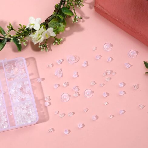 600 Pieces Silicone Stud Earrings, Backing Hypoallergenic Earrings in 6 Styles Stud Earrings Safety for Closure Bolts Drop Earrings Hook Earrings in Saudi Arabia