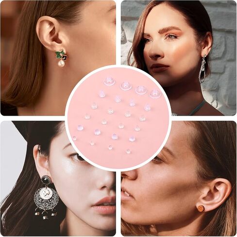 600 Pieces Silicone Stud Earrings, Backing Hypoallergenic Earrings in 6 Styles Stud Earrings Safety for Closure Bolts Drop Earrings Hook Earrings in Saudi Arabia