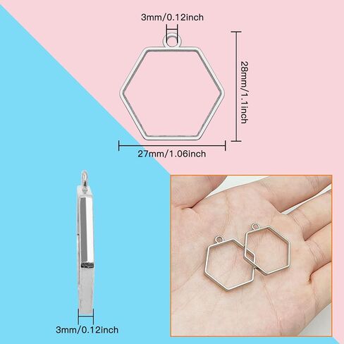Oubaka 50pcs Open Bezels for Resin,Open Back Bezels Pendants Hollow Frame Pendants Casting Frame Pendant Resin for Earrings,Necklace,Pressed Flower,DIY Crafts(White K,Triangle) in Saudi Arabia
