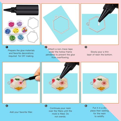 Oubaka 50pcs Open Bezels for Resin,Open Back Bezels Pendants Hollow Frame Pendants Casting Frame Pendant Resin for Earrings,Necklace,Pressed Flower,DIY Crafts(White K,Triangle) in Saudi Arabia
