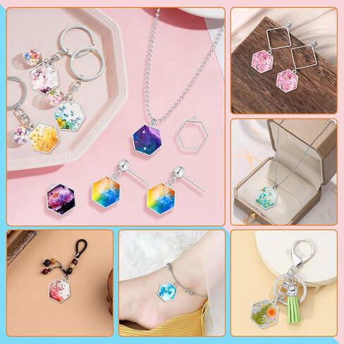 Oubaka 50pcs Open Bezels for Resin,Open Back Bezels Pendants Hollow Frame Pendants Casting Frame Pendant Resin for Earrings,Necklace,Pressed Flower,DIY Crafts(White K,Triangle) in Saudi Arabia