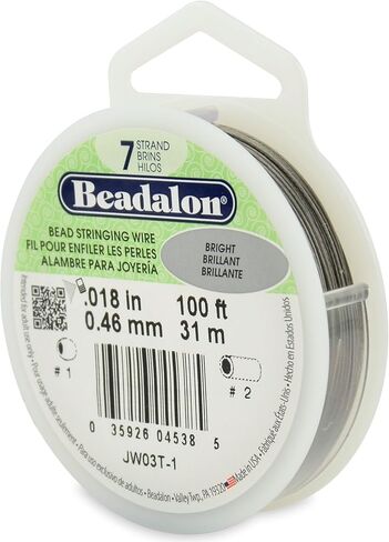Beadalon 7 Strand Stainless Steel Bead Stringing Wire, 018 in / 0.46 mm, Bright, 100 ft / 31 m in Saudi Arabia