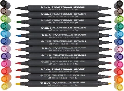 فرشاة رسم على شكل قلم رسم من يوسوو 12/24/36/48 STA Markers Rival Shinhan فرشاة رسم مائية لكتب التلوين للبالغين in Saudi Arabia