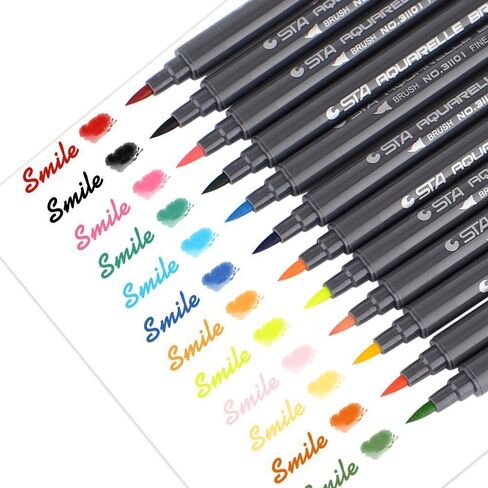 فرشاة رسم على شكل قلم رسم من يوسوو 12/24/36/48 STA Markers Rival Shinhan فرشاة رسم مائية لكتب التلوين للبالغين in Saudi Arabia