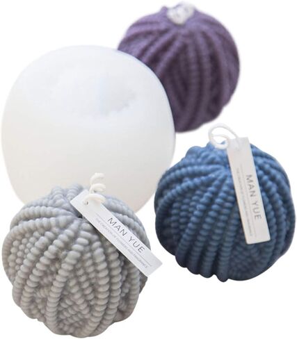 NUOMI غزل الكرة شمعة العفن الغذاء الصف سيليكون جولة الحياكة الصوف رغوة رغوة / قالب فوندانت للحرف اليدوية، الصابون، قنبلة الاستحمام، الطين، الجص، تزيين الكعك، 3.5 × 3.5 بوصة in Kuwait