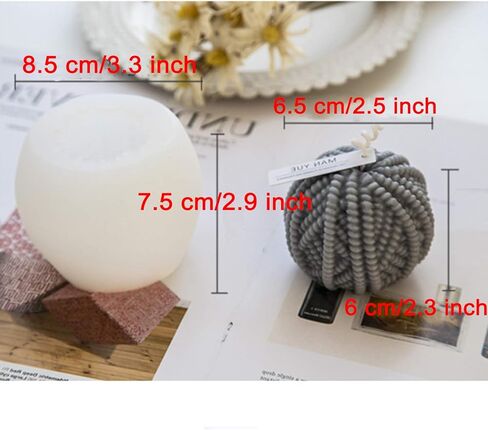 NUOMI غزل الكرة شمعة العفن الغذاء الصف سيليكون جولة الحياكة الصوف رغوة رغوة / قالب فوندانت للحرف اليدوية، الصابون، قنبلة الاستحمام، الطين، الجص، تزيين الكعك، 3.5 × 3.5 بوصة in Kuwait