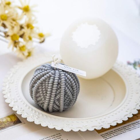 NUOMI غزل الكرة شمعة العفن الغذاء الصف سيليكون جولة الحياكة الصوف رغوة رغوة / قالب فوندانت للحرف اليدوية، الصابون، قنبلة الاستحمام، الطين، الجص، تزيين الكعك، 3.5 × 3.5 بوصة in Kuwait