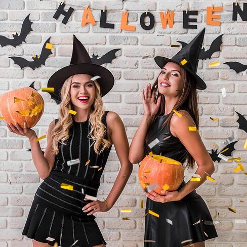 8 قطع قبعات الساحرة السوداء لعيد القديسين، إكسسوارات أزياء ساحرة الهالوين، تزيين ساحة حفلات الهالوين وقبعات الكرنفالات (أسود) in Kuwait