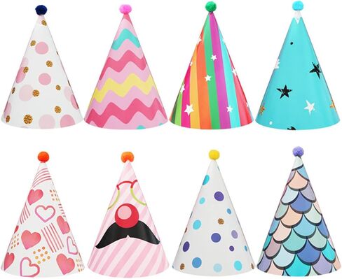 رغانتار 16 قطعة من قبعات عيد الميلاد المخروطية الملونة قبعات عيد الميلاد قبعات حفلات اعياد الميلاد بالجملة مع كرات بوم بوم لحفلات اعياد الميلاد والأنشطة الجماعية والتجمعات العائلية in Kuwait