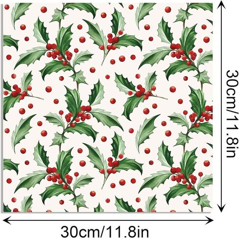 24 Sheets 12'' × 12'' Vintage Christmas Scrapbook Paper, Holly Berry Xmas Tree Poinsettia Candy Cane Elk Pattern Decorative Craft Paper for New Year Winter Holidays for Card Making Photo Album Journal in Saudi Arabia