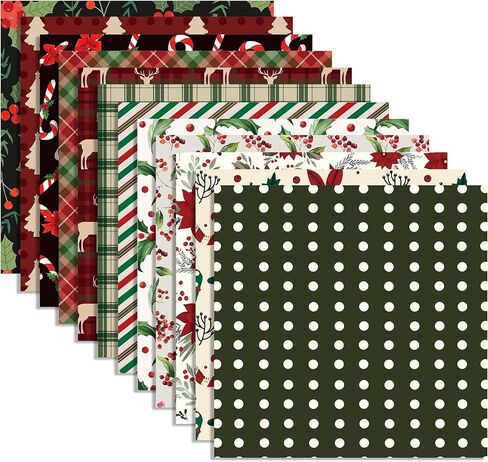 24 Sheets 12'' × 12'' Vintage Christmas Scrapbook Paper, Holly Berry Xmas Tree Poinsettia Candy Cane Elk Pattern Decorative Craft Paper for New Year Winter Holidays for Card Making Photo Album Journal in Saudi Arabia