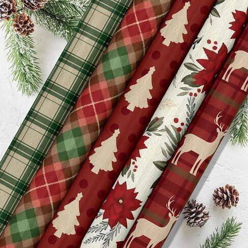 24 Sheets 12'' × 12'' Vintage Christmas Scrapbook Paper, Holly Berry Xmas Tree Poinsettia Candy Cane Elk Pattern Decorative Craft Paper for New Year Winter Holidays for Card Making Photo Album Journal in Saudi Arabia