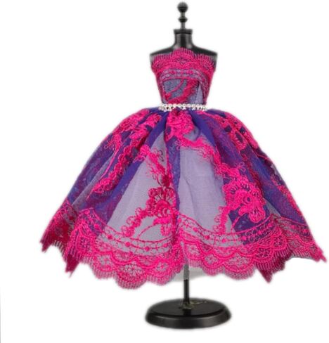 فستان باليه توتو أنيق لملابس الدمى مقاس 11.5 بوصة، إكسسوارات دمى 1/6 من حجر الراين 3 طبقات، تنورة حفلات (وردي) in Kuwait