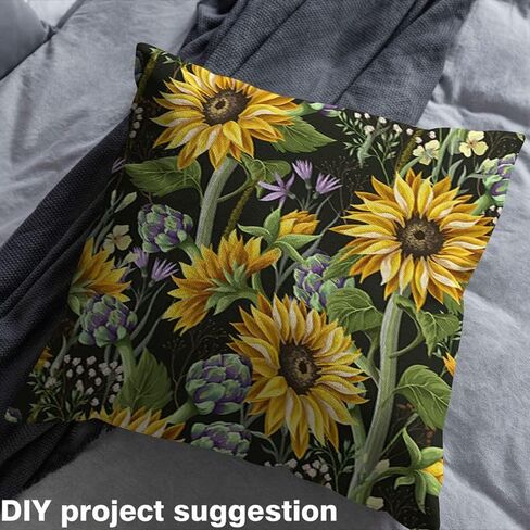 jejeloiu Sunflower Fabric by The Yard,Bee Upholstery Fabric,Botanical Floral Blossom Outdoor Fabric,Vintage Abstract Reupholstery Fabric for Chairs, 1 Yard, Yellow Blue in Kuwait
