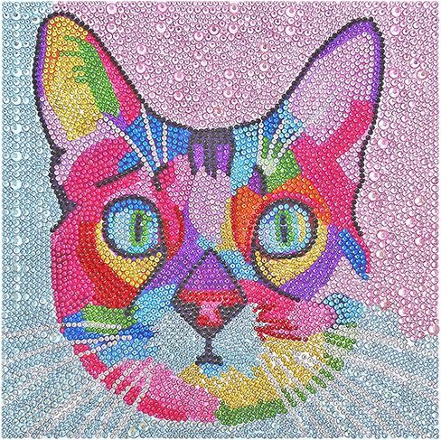 مجموعات الطلاء الماسي 5D DIY الحفر الكامل بالأرقام للأطفال والمبتدئين حجر الراين الماس التطريز ديكور جدار المنزل فن الفسيفساء (النمر الملون) in Kuwait