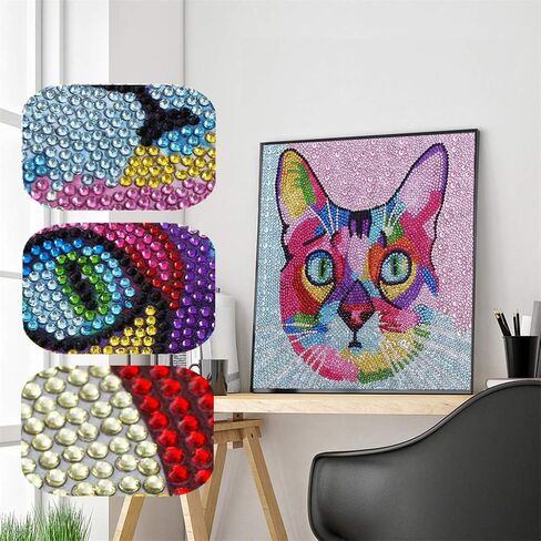 مجموعات الطلاء الماسي 5D DIY الحفر الكامل بالأرقام للأطفال والمبتدئين حجر الراين الماس التطريز ديكور جدار المنزل فن الفسيفساء (النمر الملون) in Kuwait