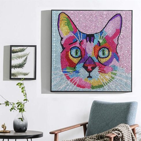 مجموعات الطلاء الماسي 5D DIY الحفر الكامل بالأرقام للأطفال والمبتدئين حجر الراين الماس التطريز ديكور جدار المنزل فن الفسيفساء (النمر الملون) in Kuwait