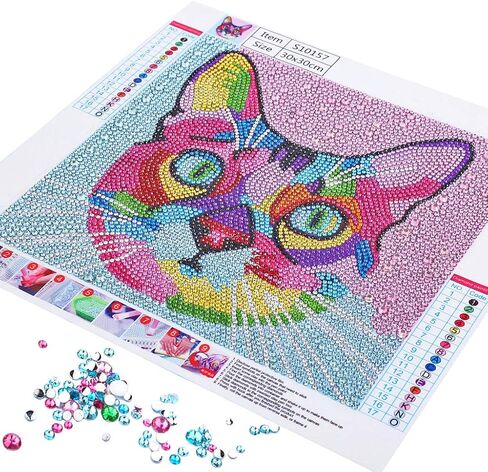 مجموعات الطلاء الماسي 5D DIY الحفر الكامل بالأرقام للأطفال والمبتدئين حجر الراين الماس التطريز ديكور جدار المنزل فن الفسيفساء (النمر الملون) in Kuwait