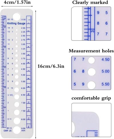 JKJF Pack of 6 Needle Gauge Needle Stencil Knitting Needle Ruler Stitch Knitting Needles Sizer Measuring Tool for Sewing Crafts in Saudi Arabia