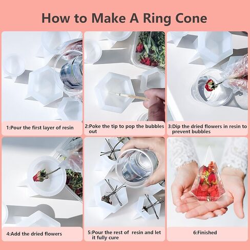 4 قطع من قوالب الراتنج المخروطية الخواتم، قوالب سيليكون حامل خاتم لراتنج الايبوكسي، قوالب راتنج الايبوكسي السيليكون الهرمي للخواتم، حامل عرض المجوهرات والخواتم، ديكورات المنزل، هدية الزفاف in Kuwait