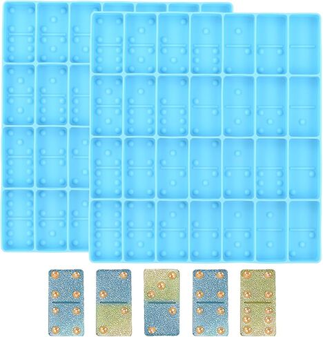 2 قطعة قوالب الدومينو لصب الراتنج، LIOUCBD 28 تجاويف قوالب راتنجات الايبوكسي، مجموعة قوالب السيليكون الدومينو لمجموعة الدومينو DIY قلادة الدومينو قوالب الشوكولاتة قوالب الحلوى، صناعة مجوهرات الكيك in Kuwait