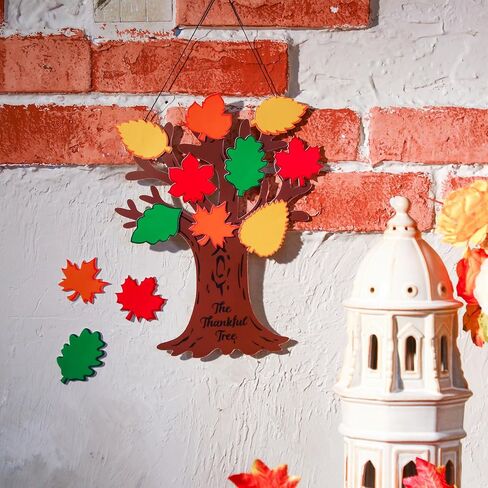 Riceshoot 12 Sets Fall Tree of Thanks DIY Craft Kit Includes 12 Foam Fall Tree Trunks 96 Self Adhesive Autumn Maple Leaf Stickers and 12 Strings for Kids Thanksgiving Holiday School Classroom Activity in Kuwait