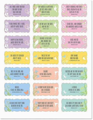 Inspirational Scripture Stickers- Set of 42 Scalloped Edge Seals, 3/4" x 2-1/2" in Saudi Arabia