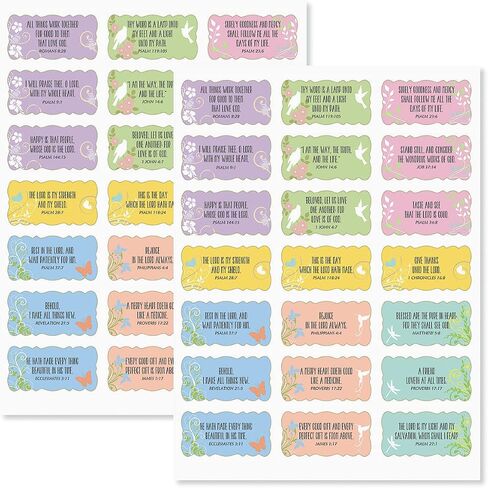Inspirational Scripture Stickers- Set of 42 Scalloped Edge Seals, 3/4" x 2-1/2" in Saudi Arabia