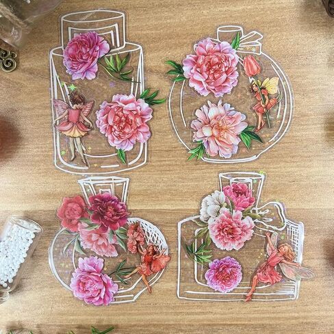 40 جهاز كمبيوتر شخصى خمر الوردي الأحمر الفاوانيا الأزهار الفينيل ملصقات شفافة الشارات السائبة زهرة الجنية جرة الفينيل ملصقات للماء لزجاجات المياه المغلفات سكرابوكينغ الأثاث الحرف بطاقة صنع اليوميات in Kuwait